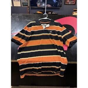 Vintage ECKO UNLTD POLO Striped Short Sleeve Shirt Orange Y2K Mens XL Classic